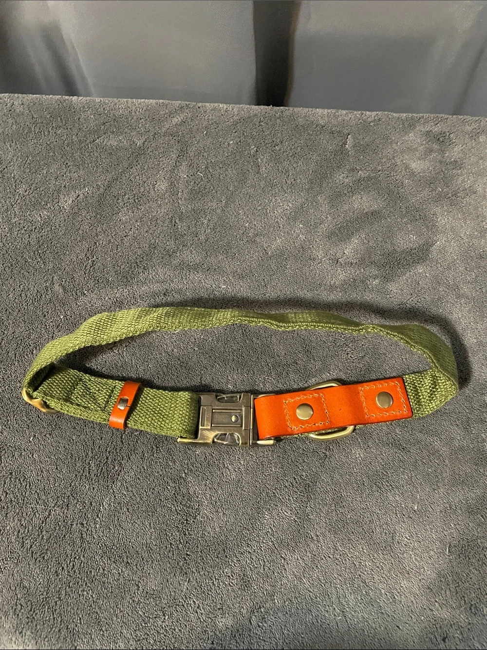 Olive Green & Orange Dog Harness and Leash Set